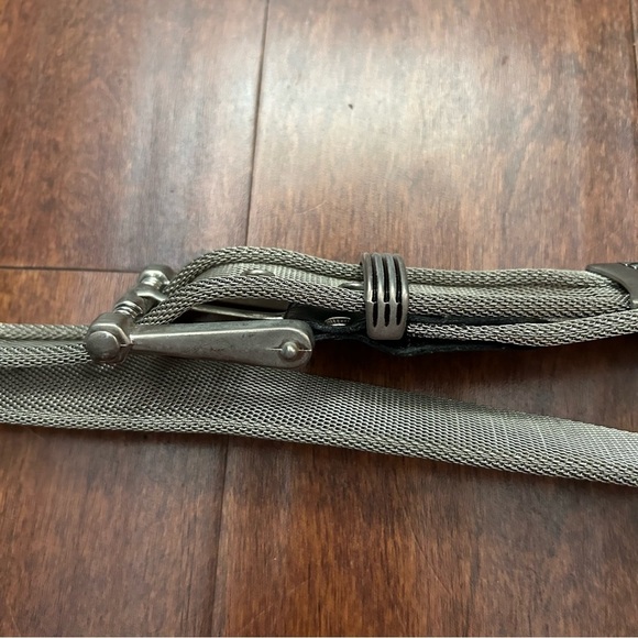 Women’s Silver Toned Mesh and Black Leather Belt, Size Small - Picture 12 of 16